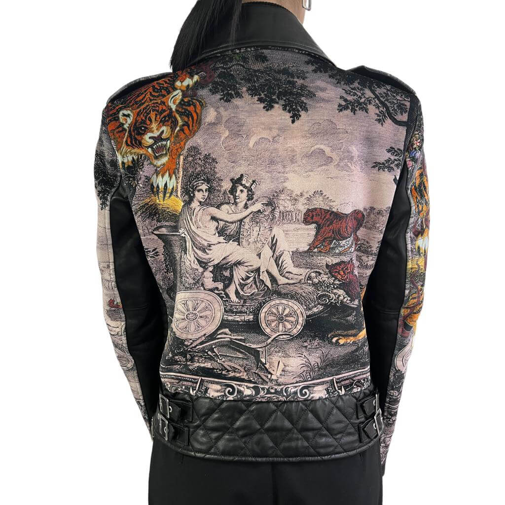 Giacca biker in velluto e pelle "Tapestry Roar Color"